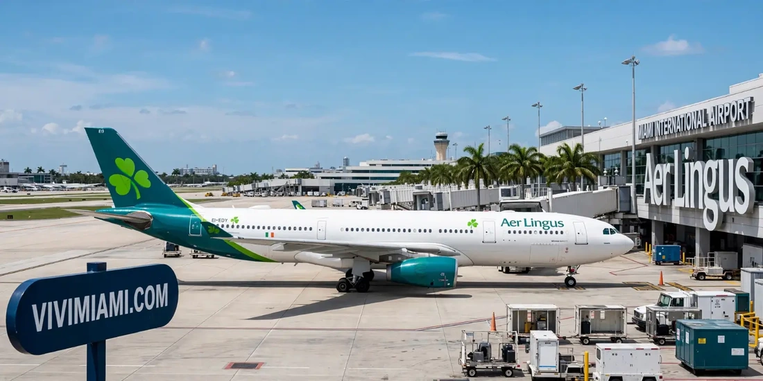 Avión de Aer Lingus en el aeropuerto Internacional de Miami MIA