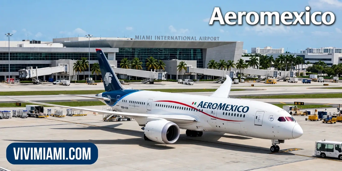 Avión Aeroméxico aeropuerto Internacional de Miami MIA