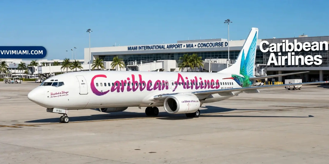 Avión Caribbean Airlines aeropuerto Internacional de Miami MIA