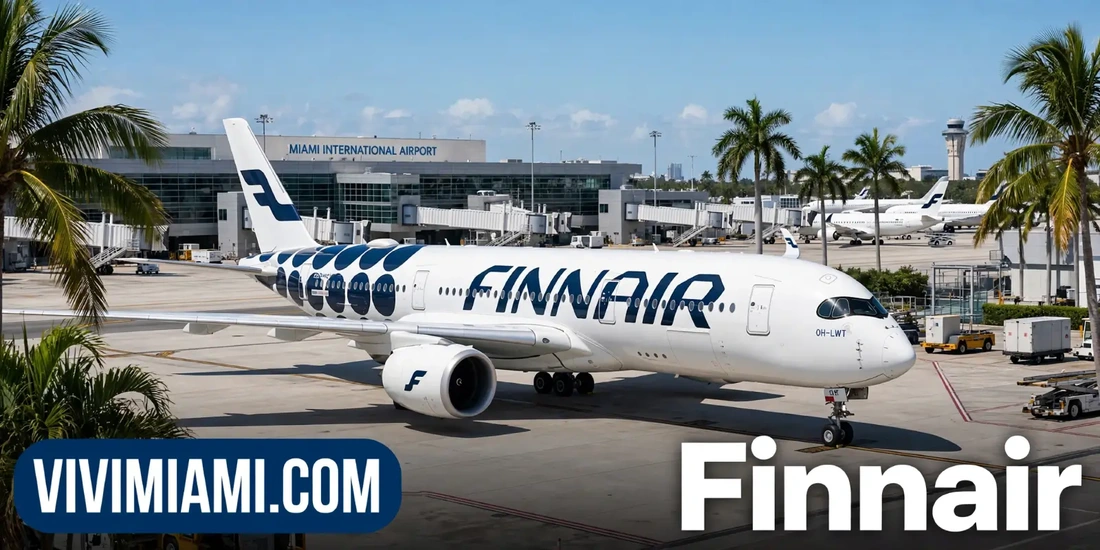 Avión Finnair aeropuerto Internacional de Miami MIA