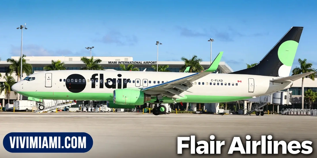 Avión Flair Airlines aeropuerto Internacional de Miami MIA