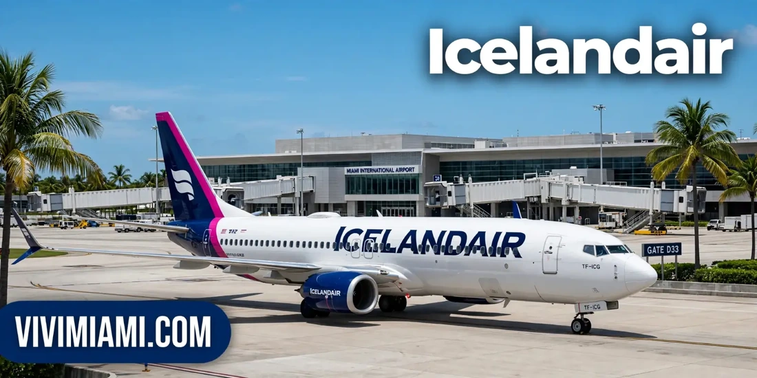 Avión Icelandair aeropuerto Internacional de Miami MIA