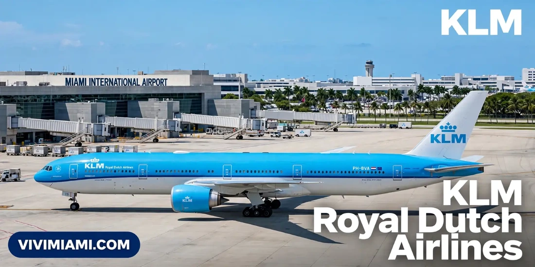 Avión KLM Royal Dutch Airlines aeropuerto Internacional de Miami MIA