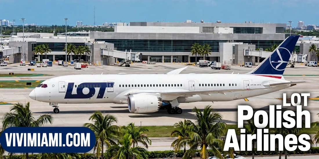 Avión LOT Polish Airlines aeropuerto Internacional de Miami MIA
