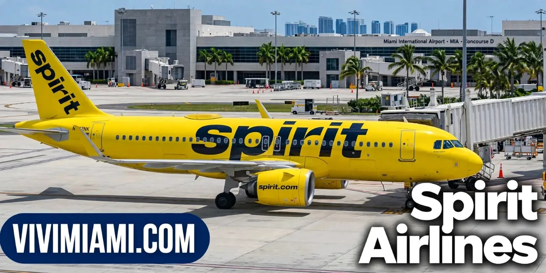 Avión Spirit Airlines aeropuerto Internacional de Miami MIA