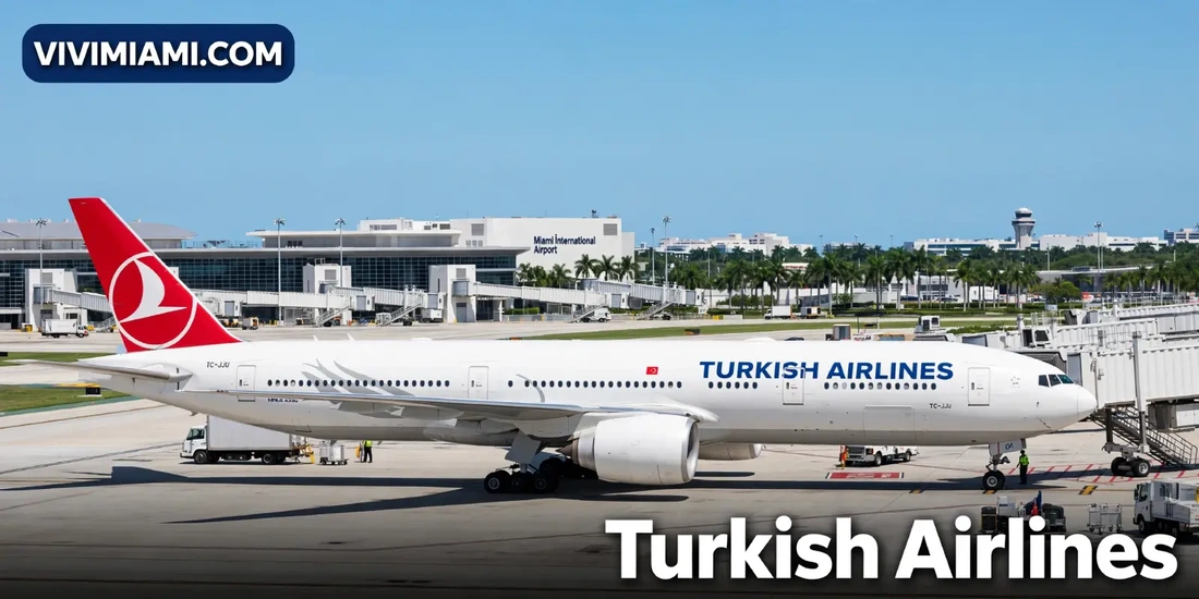 Avión Turkish Airlines aeropuerto Internacional de Miami MIA