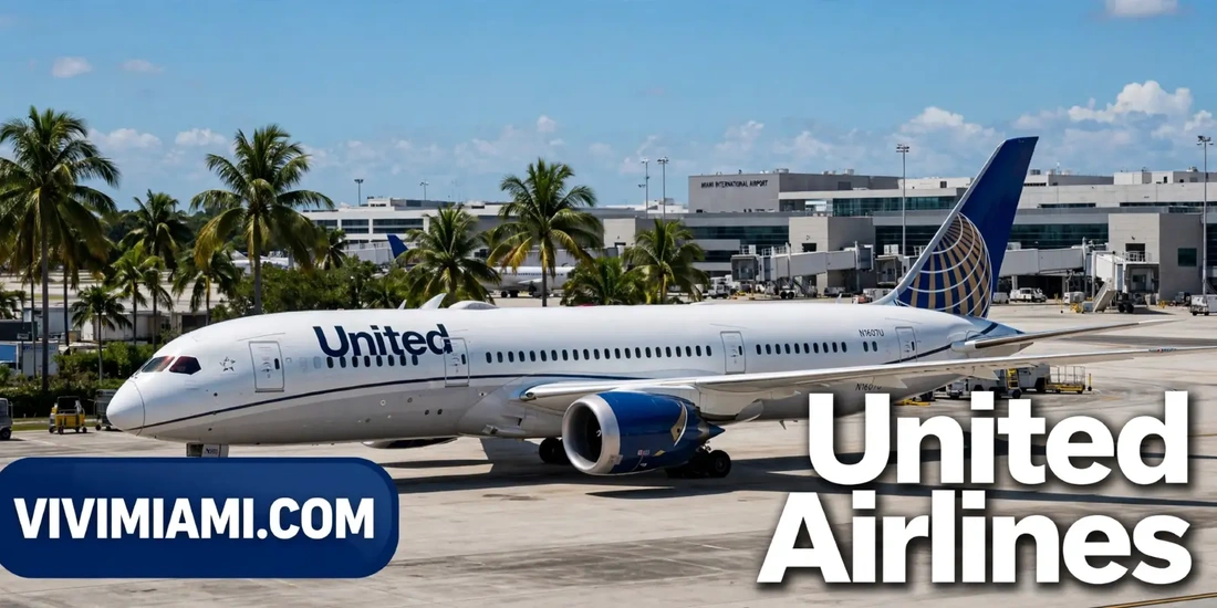Avión United Airlines aeropuerto Internacional de Miami MIA