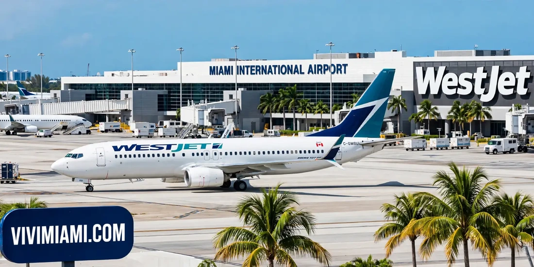 Avión WestJet aeropuerto Internacional de Miami MIA